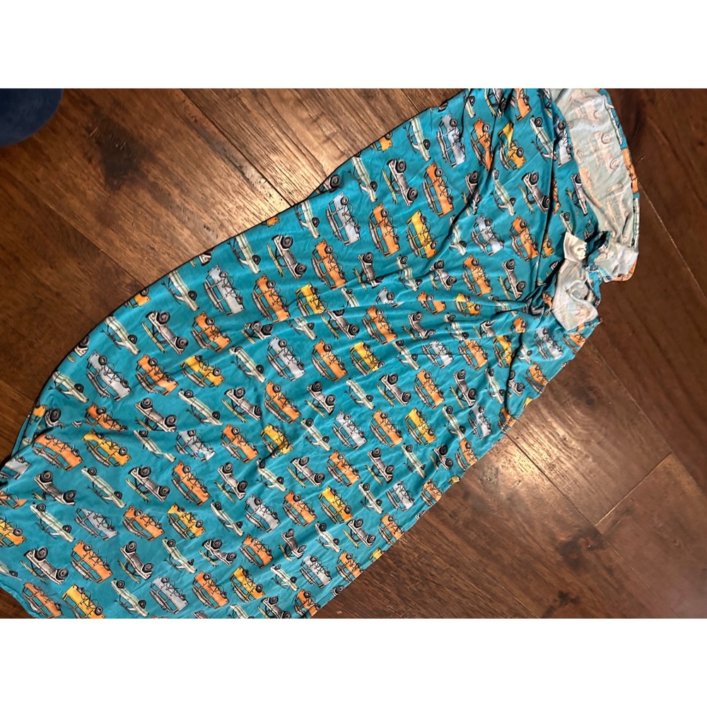 Posh Peanut Teal Blue Woody Wagon Surfboard Bamboo Viscose Swaddle Blanket